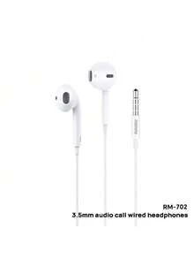 REMAX Auriculares intrauditivos con cable RM-702: cómodos para usar durante largas horas, sonido envolvente de 360°, control en línea de tres botones, sincronización audiovisual. - Blanco - Ver 1