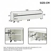 TV Stand 180 X 40 X 49 Cm, High-Gloss Lacquered TV Stand, Low Cabinet With 4 Compartments And Adjustable Dividers, 8-Legged Living Room Furniture, Maximum Recommended Load 52 Kg, Compatible With 80-Inch TVs. - White - View 4