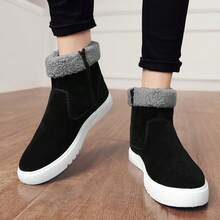 1 Pair Men's Black Snow Boots, Warm Winter Shoes, Fashionable Boots For Autumn/Winter - Black - View 6