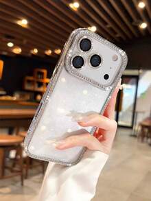 新款奢华时尚四面闪亮钻石透明手机壳，兼容 17/17 Pro Max/16/15/14 Plus/13/12/11 Pro Max/6D 电镀边框后盖，送朋友的绝佳礼物 - 銀色 - 查看 2