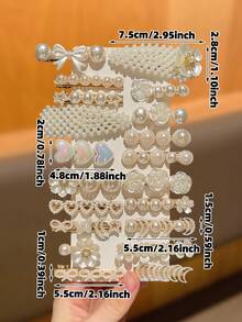 20个女士优雅仿珍珠镶嵌花朵和心形设计发夹，适合日常和派对佩戴，是返校季的绝佳礼物之选，包括爪夹、发夹、发卡、发卡、学习用品、珍珠发饰和度假装扮。