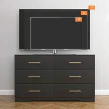 VERYKE Black Dresser For Bedroom, Modern Large 6 Drawer Dresser,Storage Chest Of Drawers,Wood TV Stand Dresser,Dresser Bedroom Furniture - 黑色 - 查看 4