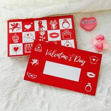 Valentine's Day Scratch Card, Red Surprise Card With Rose Lip Ring Date Pattern, DIY Holiday Gift Certificate, Party Game Prize, Lucky Scratch Sticker Included, Cartoon Valentine's Day Scratch Card - Multicolor - View 5