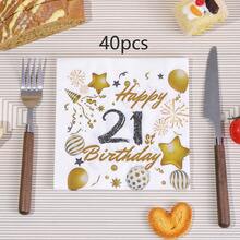 20 piezas/40 piezas/60 piezas, Servilletas de papel para el 21 cumpleaños, Servilletas blancas y doradas de "Feliz Cumpleaños" desechables para almuerzo, cóctel, fiesta de bebidas, decoraciones para fiestas de aniversario y cumpleaños, 13 X 13 pulgadas - Multicolor/21 años - Ver 9
