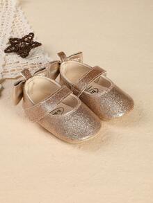 0-1 Year Old Infant Girl Breathable Soft Sole Princess Walking Shoes, Spring/Autumn - Gold - View 3