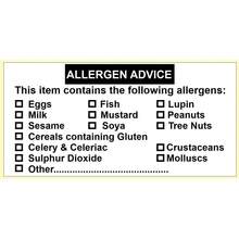 200 Allergen Warning Labels.Allergy Stickers.Food Allergen Stickers 50 X 25mm.Allergy Labels - 1 - View 1