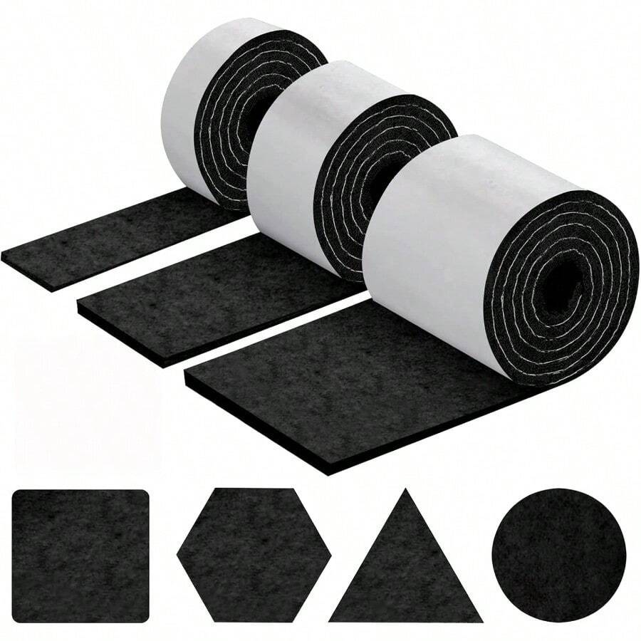 Almohadillas para Muebles 3 Cintas Fieltro Adhesivo de 100cm Antideslizantes para Muebles Anchura 2 cm 5 cm 10 cm Antideslizante y Cortable Gomas para Patas de Sillas de 5mm de Espesor(Nergo) - Nergo - Ver 1