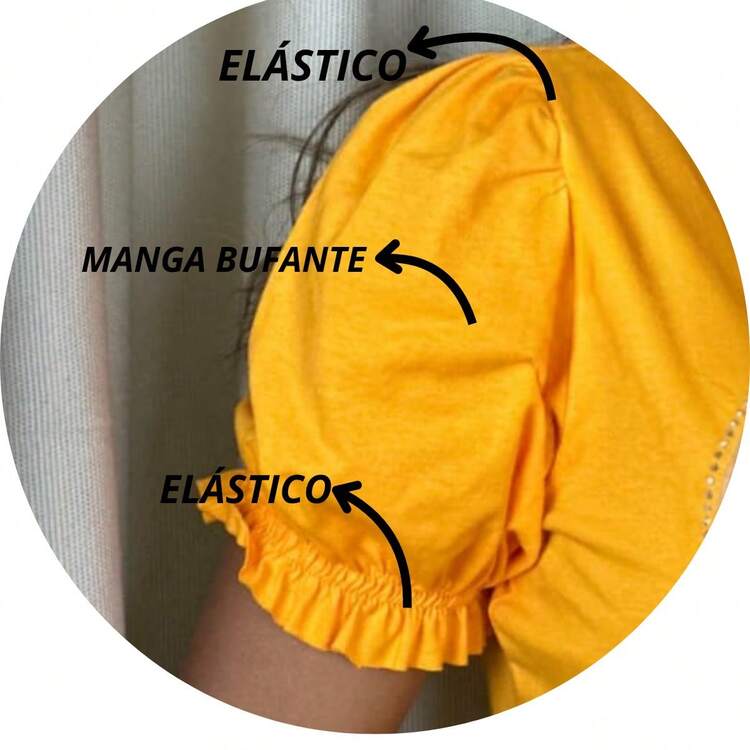 Blusa Feminina Estampada com Manga Bufante e Estampa de Girassol - Amarelo Girassol - Visão 4