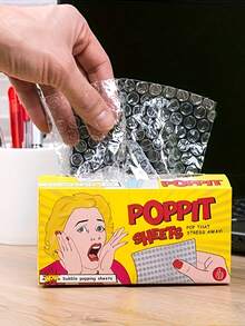 1pc Stress Away Bubble Fun Sheets Mini Bubble Fun Sheets - Stress Away Desk Relax Gadget | Office & Party Supplies, Paper Bag, Birthday Party Bubble Film | Release The Pressure, Suitable For Gift Giving - Multicolor - View 2