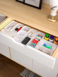 1/4/5/9pcs White Storage Box, Drawer Built-In Classified Storage Box, 4 Sizes, Multifunctional Storage Set, Freely Combined Desktop Organization Storage Container, Plastic Material, Suitable For Cosmetics Sorting, Kitchen Supplies Storage, Office Supplies Classified Storage ,Room Decor - White - View 6