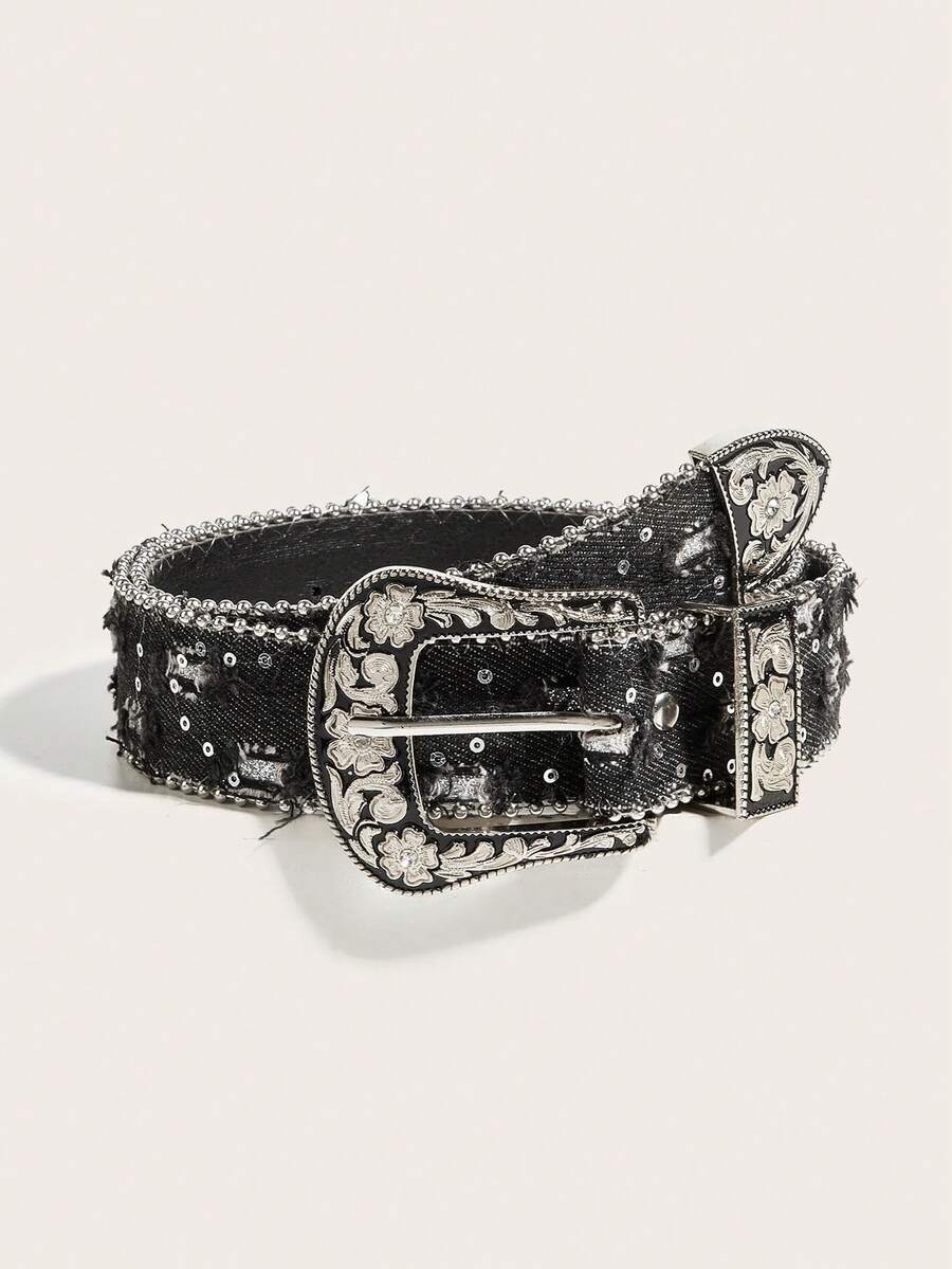 1件朋克风时尚派对西部复古腰带，Y2K女士腰带装饰，适合狂欢节、返校季、圣诞节、万圣节、舞会、牛仔裤、休闲裤、秋季、春季、夏季、日常通勤。