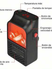 Mini Calentador de Aire Portátil Eléctrico de 1000W, Calefactor Tipo Chimenea para Pared, Ideal para Hogar y Oficina - Tipo de Enchufe A USA (110-127V) - Ver 7
