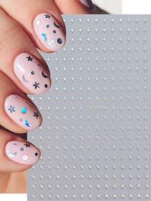 8pcs Metallic Gold & Silver Mini Star Nail Art Stickers, 8 Different Sizes 3D Self-Adhesive Tiny Star Nail Decals, Suitable For Women And Girls (Gold, Silver, White, Black, Rose Red, Pink, Red, Laser Silver) - Multicolor - View 6