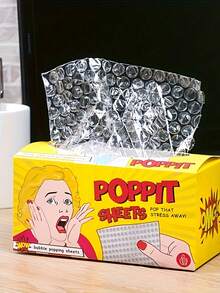 1pc Stress Away Bubble Fun Sheets Mini Bubble Fun Sheets - Stress Away Desk Relax Gadget | Office & Party Supplies, Paper Bag, Birthday Party Bubble Film | Release The Pressure, Suitable For Gift Giving - Multicolor - View 11