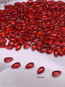60pcs 9x14mm Red Teardrop Beads