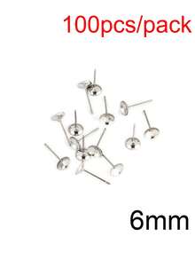 50-100pcs/Pack Stainless Steel Blank Earring Studs Base, Suitable For DIY Pearl Earring Jewelry Making - Accessories - View 12