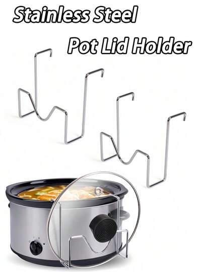 Soporte para tapa de olla de acero inoxidable, rejilla para tapa de olla de cocción lenta, organizador de tapas, almacenamiento de tapas, ahorro de espacio en el mostrador, antideslizante y antivuelco, adecuado para varias tapas, artículo esencial para el almacenamiento de la cocina
