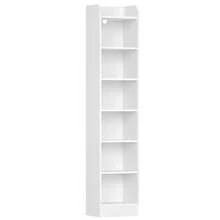 HEXCELEN Estantería de 7 niveles, independiente, para libros, objetos de colección, con paneles ajustables, ideal para salón u oficina. Medidas: 24 x 30 x 198 cm. Color: blanco. - Blanco - Ver 10