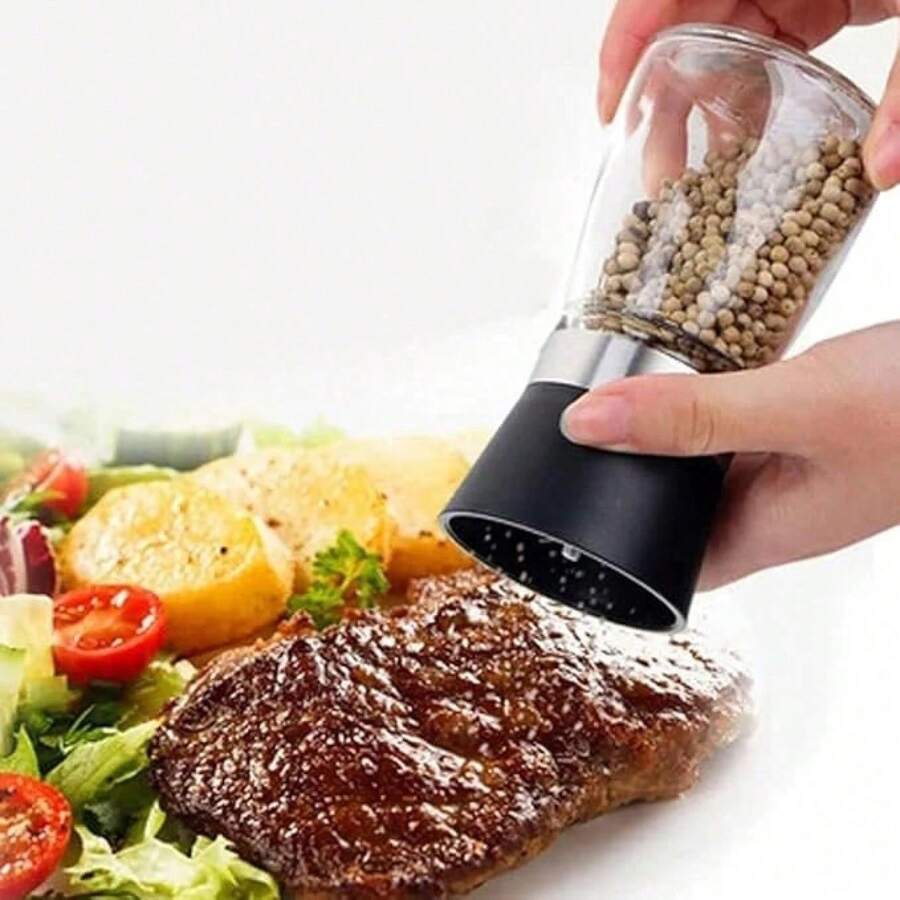 1pc Stainless Steel Pepper Grinder, Seasoning Bottle, Glass Seasoning Bottle, Grinder, Crusher Kitchen Sea Salt Pepper Coffee Grinder For Freshly Ground Pepper & Sichuan Pepper, Household Salt Spice Mill
