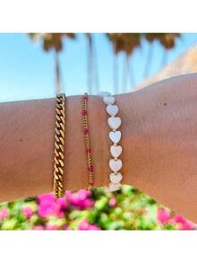 1pc Natural Stone Delicate Shell Heart-Shaped Bracelet - Symbol Of True Love, Valentine's Day Gift, Suitable For Daily Wear, Birthday Celebration And Bridesmaid Gift