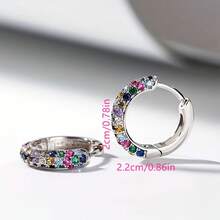 Fashion Earrings, Multi-Color  Inlay, Alloy White Gold Plated, Fashion Accessories, Suitable For Teenagers And Adults, 1 Pair. - Đa chức năng - Xem 6