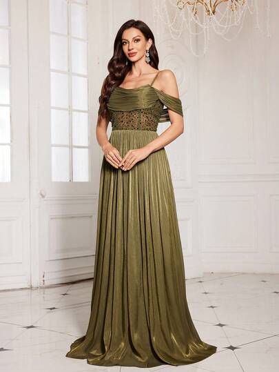  UNITHORSE Women's Sleeveless Sequin Patchwork Faux Neon Tube Long Evening Dress, Perfect For Bridesmaid Dress, Graduation Dress, Wedding Guest Dress, Formal Occasion Dress