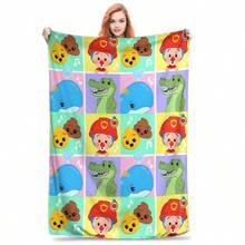 Warm Soft BlanketsBoy Camping Cute Cartoon P-Plim Throw Blanket Flannel Bedspread For Bedroom Novelty Sofa Bed Cover.Jpg - 白色 - 查看 1