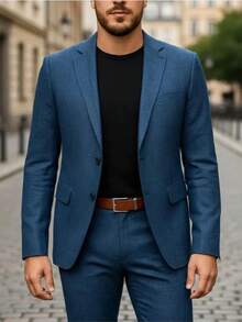 CAMISARIA COLOMBO Men's Microfiber Melange Premium Emporio Colombo Suit - Màu xanh hải quân - Xem 10
