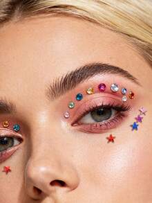 Kẹo màu hỗn hợp ngũ giác hạt kích thước hạt trang trí lễ hội Rhinestone, trang trí góc mặt kim cương lấp lánh, trang trí móng tay giả Y2k trang trí tiệc hàng ngày tự làm trang trí khuôn mặt lễ hội âm nhạc bóng trang điểm thích hợp cho tóc, mắt, mặt, cơ thể trang trí kim cương - Nhiều màu - Xem 2
