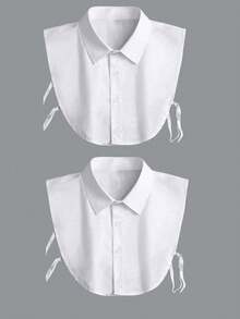 1 Piece Versatile Professional Style Shirt With Fake Collar, Square Collar, Pointed Collar, And Fake Collar, Suitable For Pairing With Formal Clothing Or Low Collar Outerwear. The Size Is Regular And Suitable For Non Obese Body Types  Polyester - trắng - Xem 5
