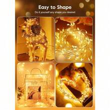 Luces de Navidad de hadas operadas por USB, 5 pies 100 LED con 8 modos y control remoto, luces de cuerda de alambre de plata tipo bengala para guirnaldas, habitaciones, dormitorios, manualidades, bodas y decoración de árboles de Navidad - Blanco cálido - Ver 7