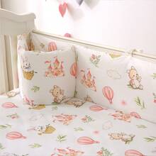 1pc Baby Crib Bumper Soft Padded Guard Rail, Infant Crib Liner, Newborn Cartoon Print Cushioned Bed Fence, Children Anti-Collision Bar, Fall Protection Guardrail - Pink - View 4