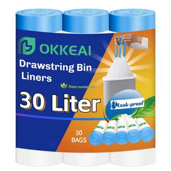 抽绳垃圾袋 25升/30升，6.5加仑和8加仑加厚垃圾袋，防撕裂，防漏垃圾桶内衬