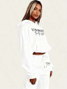 ChristmasLC Women's Casual- 'Stronger Than The Storm' Letter Print Hoodie, White, Loose Fit With Pockets, Perfect Autumn And Winter, Comfortable Clothing |     Loose Fit Hoodie |     Casual Daily Wear Pants, Halloween Costumes, Thanksgiving Clothing, Hoodie Autumn And Winter, Unisex Short Sleeves,,, Plus Size Fall Clothes, Sweatshirt, Fall Clothes WomenLoose And Comfortablechristmas Outfit Women - Grey - View 8