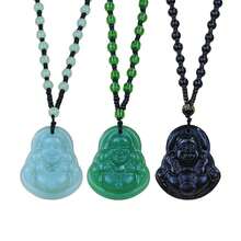 FORUBUS Green Jade Buddha Circle Red String Pendant Necklace - Chinese Traditional Amulet For Luck And Protection,A3pcsbuddha - A3pcs佛像 - 查看 1