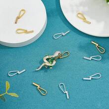 10Pcs 2 Colors Vertical Pin To Pendant Brooch Pendant Converters Alloy Brooch Pin To Necklace Keychain Converters Tube Design With Bail Convert For Necklace Keychain Hair Rope,Golden&Silver - 金銀 - 查看 5