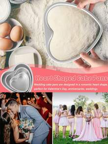 1 Set Heart Shaped Cake Mold, 4-Inch And 6-Inch Cake Pans, Anodized Aluminum Fixed Bottom And Removable Bottom Cake Mold, Easy To Clean, Leak-Proof And Non-Stick, Suitable For Cheesecake, Bread, Pizza, Sponge Cake And Marshmallow - DIY Cooking Tool, Birthday Party, Valentine's Day, Kitchen, Romantic Dessert, Wedding, Anniversary And Mother's Day - Multicolor - View 9