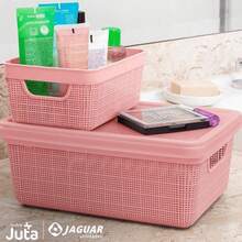 Kit Of 2 Organizer Boxes With Lid 5 Liters  Utilities Durable Plastic Stackable Exclusive Texture Multipurpose - Baby Pink - View 6
