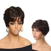 Short, Curly Women's Hair, Voluminous Short Hair, Styled Outwards, Heat-Resistant Synthetic Fiber Wig. - Silver - View 3