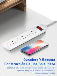 Regleta multicontactos electricos con 6 salidas 0.3m con interruptor color blanco - Tipo de Enchufe B USA (110-127V) - Ver 8