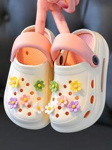 Zapatos con suela gruesa y agujeros para niños, con diseños lindos aptos para uso interior/exterior, sandalias casuales para niñas, zapatos de playa multifuncionales y cómodos antideslizantes, pantuflas de niños medianos/grandes con suela de EVA suave y transpirable, zapatos de jardín - Rosa - Ver 2