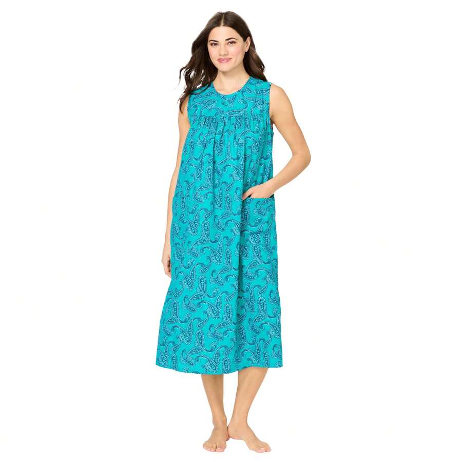 Only Necessities Plus Size Sleeveless Print Lounger - WATERFALL PAISLEY - View 1