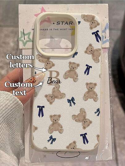 1pc Customizable Text & Letter Design Phone Case With Niche Bowknot Pattern, Compatible With IPhone 17 Pro Max/17 Air/15 Pro Max/16 E/14 Plus/13/12/11, S24/20 Ultra/A52/A71/A25, Redmi Note 13 Pro Plus/Note 13 C, Made Of TPU Material, Fashionable, Anti-Drop, Cute