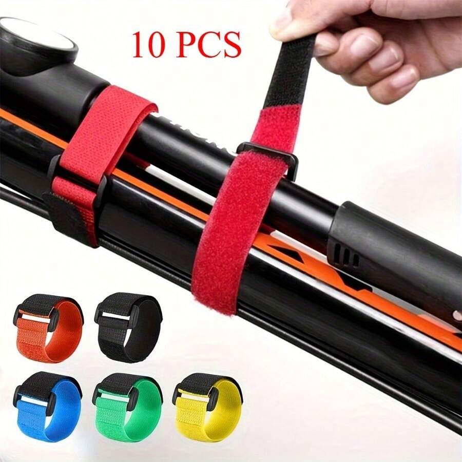 10pcs Adjustable Fishing Rod Tie Straps - Secure Pole Fixing Wrap Bands, Durable & Lightweight, Essential Outdoor Fishing Accessories, Fishing Pole Tie Straps|Nontiept Fixation|Durable Ties - 10pcs - View 1