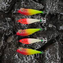 8cm Luminous Wooden Shrimp Squid Lure Set, Suitable For Catching Octopus, Squid, Shrimp, Available In 2pcs Or 5pcs, Saltwater Lure - 5pcs - View 1