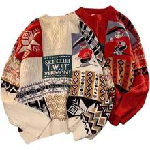 Suter feo de Navidad para adultos, hombres y mujeres, 2025, divertido y lindo estampado de Navidad, para parejas, otoo e invierno - Rojo #2 + M - Ver 6