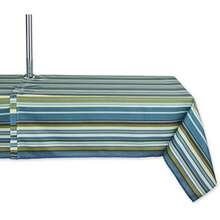 DII Summer Stripe - Colección de Mesa con Cierre para Exteriores, Multiusos, Lavable a máquina, Mantel, 60 x 120, Azul océano(213.4 x 152.4 cm (Rectangular) Estampado playero) - Multicolor - Ver 1