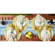 DII Summer Stripe - Colección de Mesa con Cierre para Exteriores, Multiusos, Lavable a máquina, Mantel, 60 x 120, Azul océano(Table Runner, 14x72" Azul Océano) - Multicolor - Ver 6