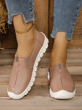 Mocasines planos de cómodos y de moda, zapatos slip-on hechos a mano, nuevos zapatos de caminar cómodos