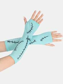 1 Set Women's Christmas Atmosphere Stitched Gloves, Socks, Cosplay Costume Accessories, Scary Patch, Suitable For Ball, Party, Costume Props - Multicolor - View 3